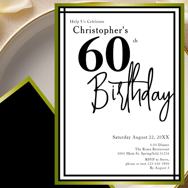 Invitación elegante de cumpleaños número 60 modern (Subido por el creador)