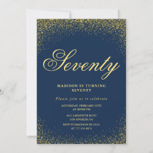 Invitación elegante de cumpleaños número 70 Gold N