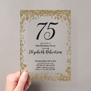 Invitación elegante de cumpleaños número 75 en acr