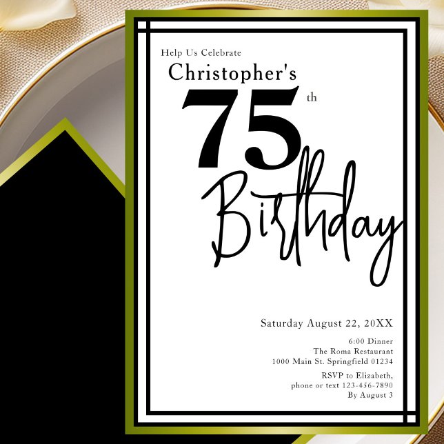 Invitación elegante de cumpleaños número 75 Modern (Subido por el creador)