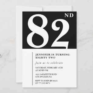 Invitación elegante de cumpleaños número 82 de col