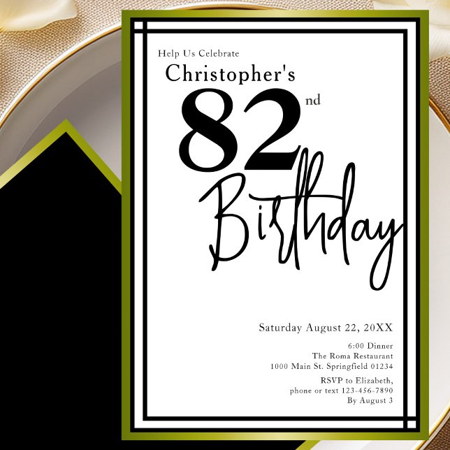 Invitación elegante de cumpleaños número 82 modern (Subido por el creador)