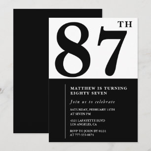 Invitación elegante de cumpleaños número 87 en neg