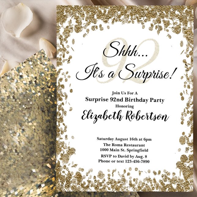 Invitación elegante de cumpleaños número 92 sorpre (Subido por el creador)