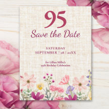 Invitación elegante de cumpleaños número 95 con fl