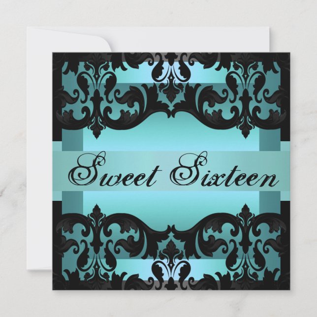 Invitación elegante de cumpleaños Sweet16 de Damas (Anverso)