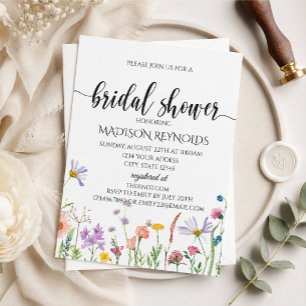 Invitación elegante de desayuno nupcial con flores