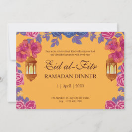 Invitación elegante de Eid al-Fitr floral con lint