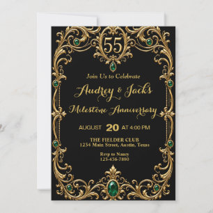 Invitación elegante de esmeralda para el 55º anive