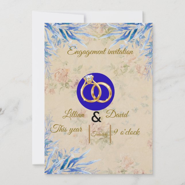 Invitación elegante de fiesta de compromiso floral (Anverso)