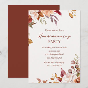 Invitación elegante de fiesta de inauguración flor