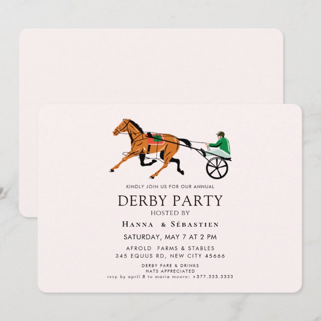 Invitación elegante de fiesta de jardín ecuestre (Anverso / Reverso)