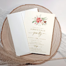 Invitación elegante de fiesta de Navidad Boho crem