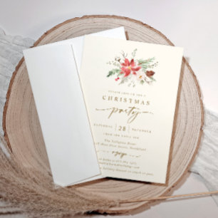 Invitación elegante de fiesta de Navidad Boho crem