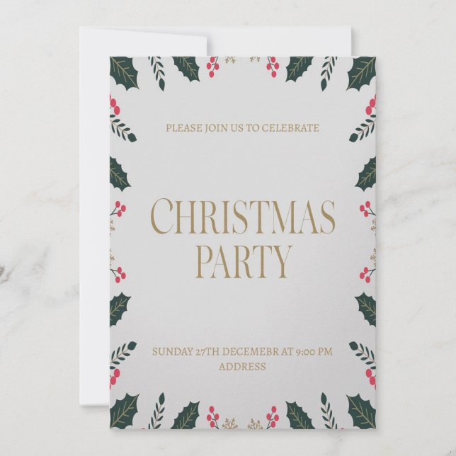 Invitación elegante de fiesta de Navidad con motiv (Anverso)