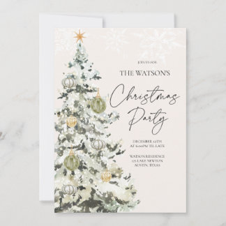 Invitación elegante de fiesta de Navidad en verde