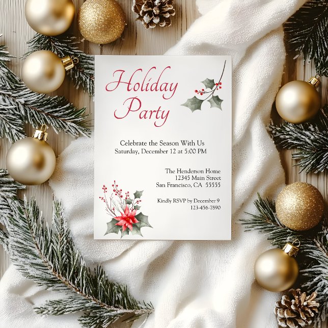 Invitación elegante de fiesta navideña con acuarel (Subido por el creador)