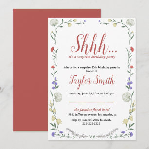 invitación elegante de fiesta sorpresa floral de f