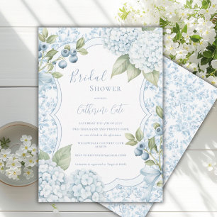 Invitación Elegante de Floral Azul Regadera Nupcial Duch Show