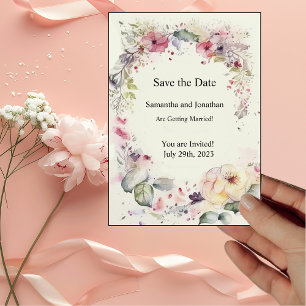 Invitación Elegante de Flores de Anillo Color del agua Guarda