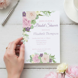 Invitación elegante de flores moradas para la fies