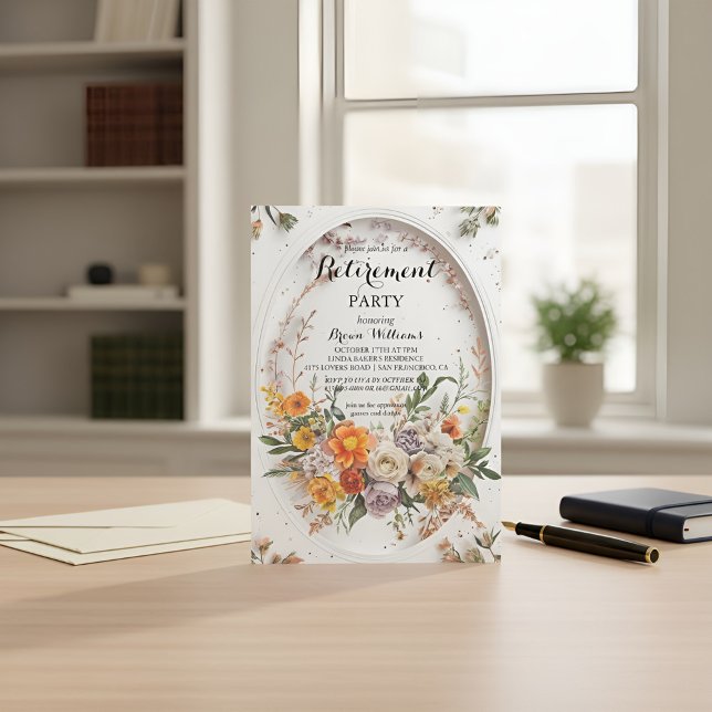 Invitación elegante de flores para fiesta de jubil (Subido por el creador)