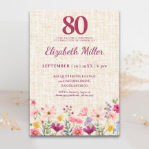 Invitación elegante de flores silvestres rosadas p