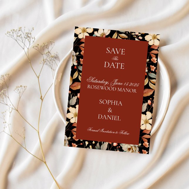 Invitación elegante de flores vintage para guardar (Subido por el creador)