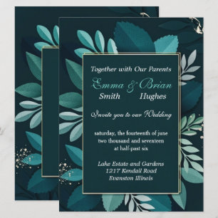 Invitación elegante de follaje oscuro
