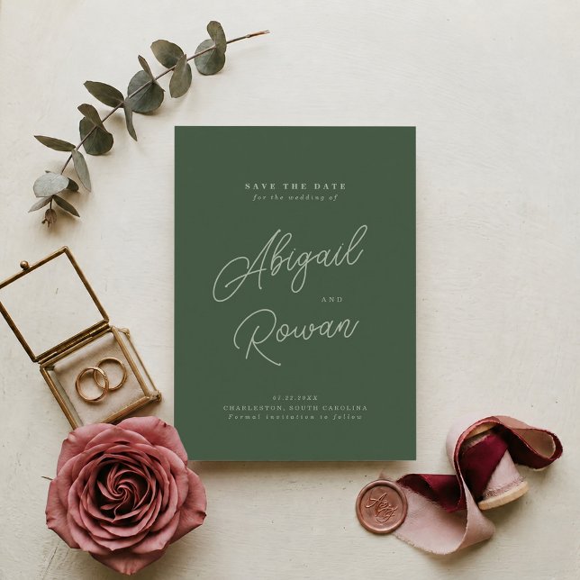 Invitación elegante de Forest Green para guardar l (Subido por el creador)