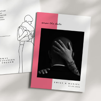 Invitación elegante de foto rosa para guardar la f