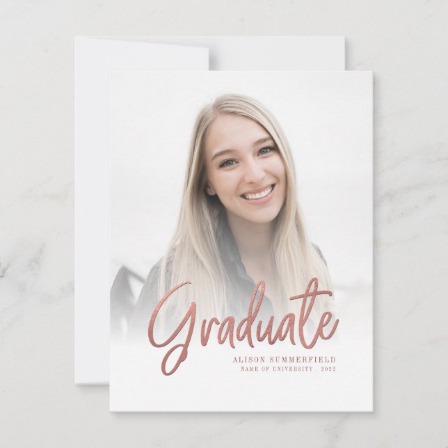 Invitación Elegante de Fotos Script Graduación 202 (Anverso)