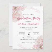 Invitación elegante de graduación con hortensias r