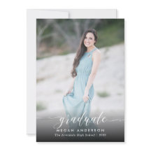 Invitación elegante de graduación de foto de guión