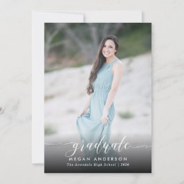 Invitación elegante de graduación de foto de guión