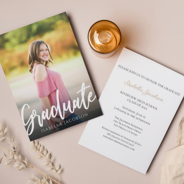 Invitación elegante de graduación de fotografías d (Subido por el creador)