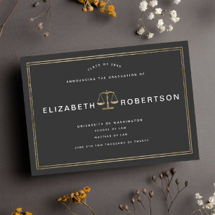 Invitación elegante de graduación de leyes