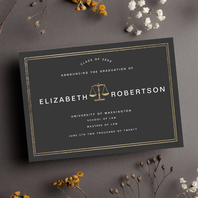 Invitación elegante de graduación de leyes (Subido por el creador)