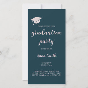 Invitación elegante de graduación en azul marino