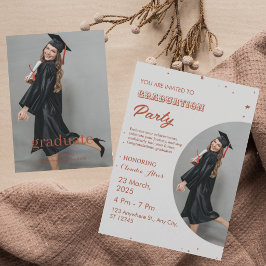Invitación elegante de graduación en rojo y blanco