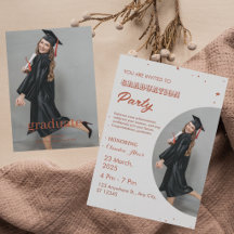 Invitación elegante de graduación en rojo y blanco