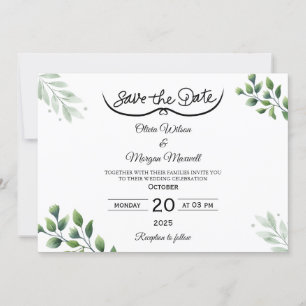 Invitación elegante de greenery para guardar la fe