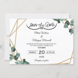 Invitación elegante de greenery para guardar la fe