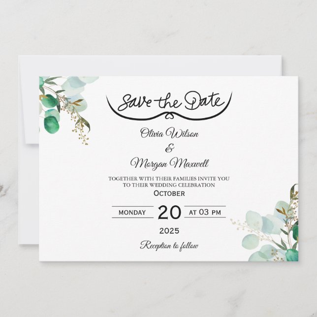 Invitación elegante de greenery para guardar la fe (Anverso)