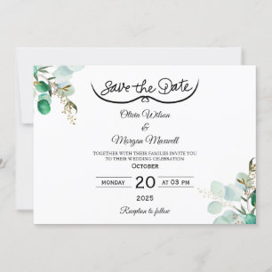 Invitación elegante de greenery para guardar la fe