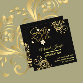 Invitación elegante de guardar la fecha en negro y