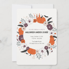 Invitación elegante de Halloween con flores y cala