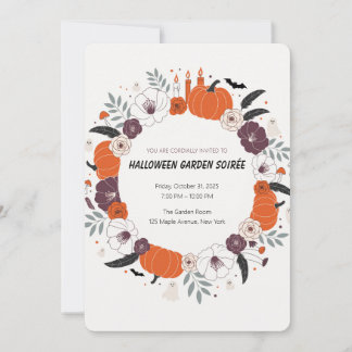 Invitación elegante de Halloween con flores y cala