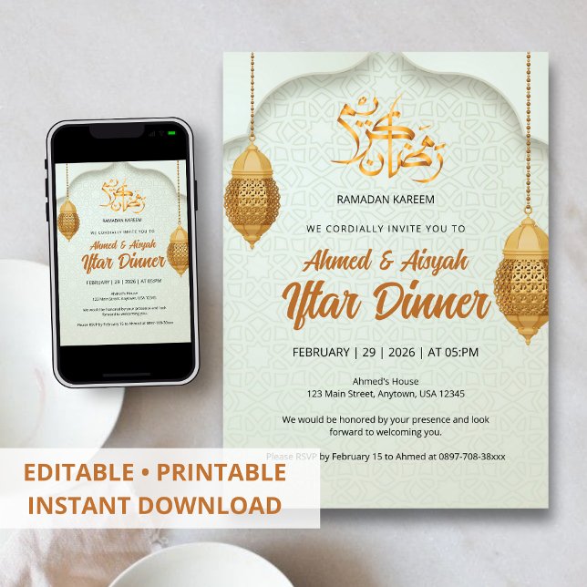 Invitación elegante de Iftar de Ramadán con linter (Subido por el creador)