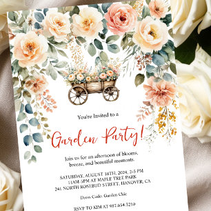Invitación elegante de jardín de fiesta con acuare